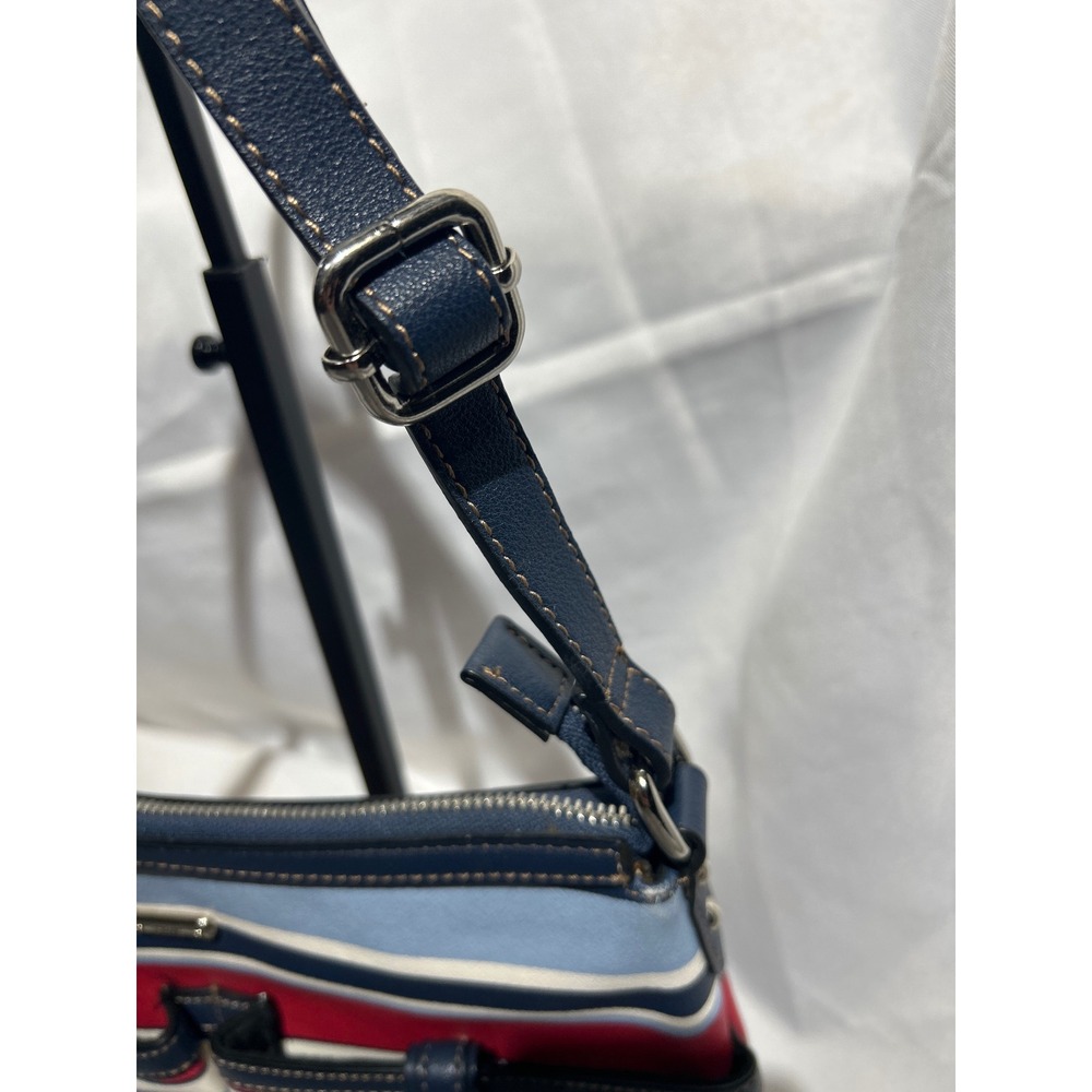 RL Chaps striped Crossbody Bag Red White Blue Nautical Faux Leather. - Picture 3 of 10